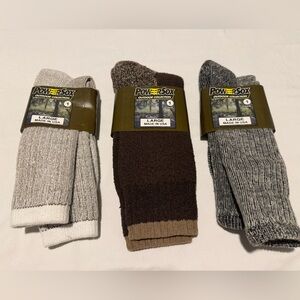 🔥LOT OF 3 POWER SOX WINTER BY MORETZ SPORTS WOOL SOCKS LARGE NWT MADE IN USA